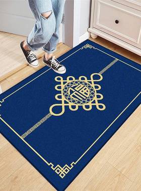 蓝色入户门地垫喜庆地毯防滑卧室玄关门口脚垫新中式红色门垫进门