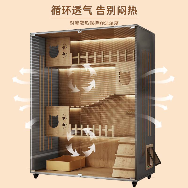 猫笼子家用室内玻璃门猫屋猫房子爬架一体猫柜猫舍超大空间猫别墅