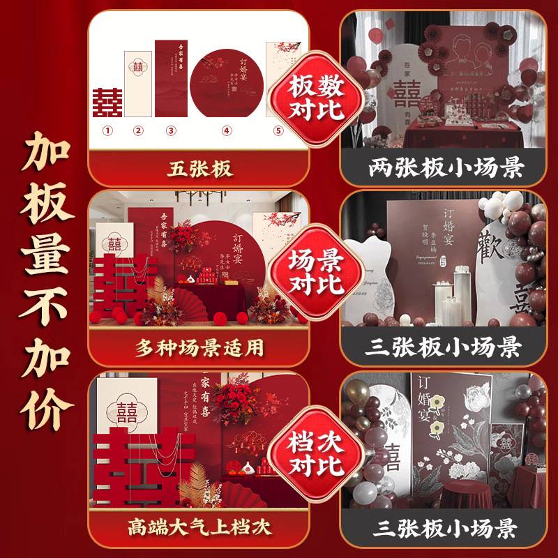 订婚宴布置装饰场景2025背景墙板定亲摆件台家用用品全套餐
