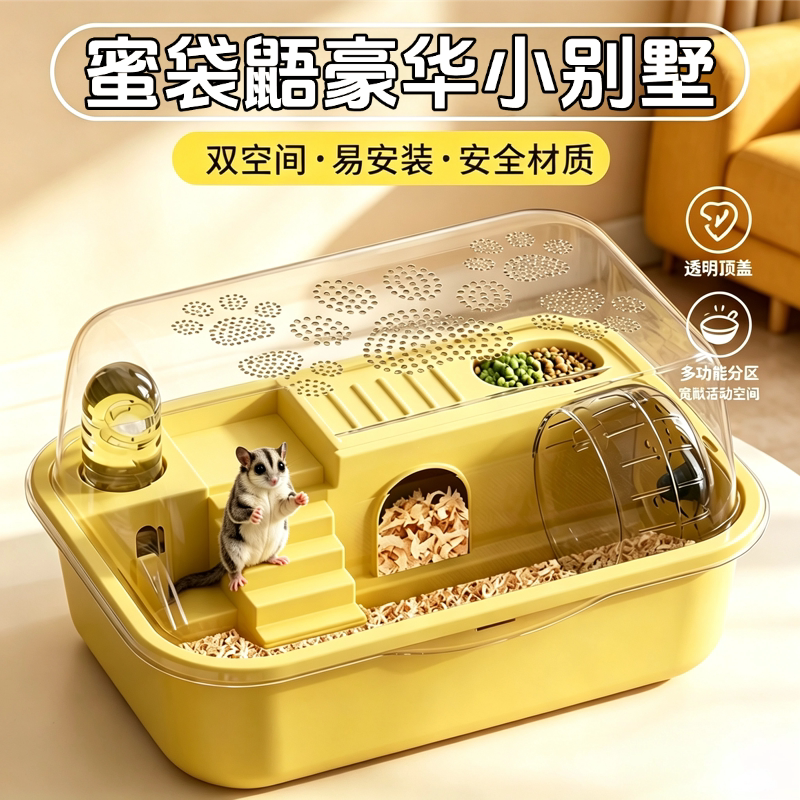蜜袋鼯笼子仓鼠专用超大别墅豪华宠物松鼠龙猫金丝熊花枝鼠便宜