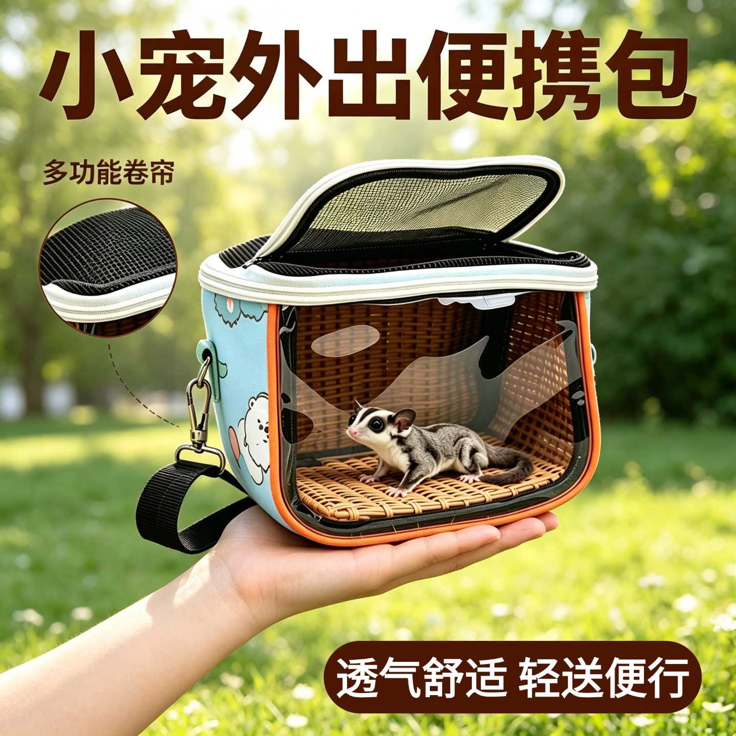 仓鼠外出携带包斜挎包透气通风图片