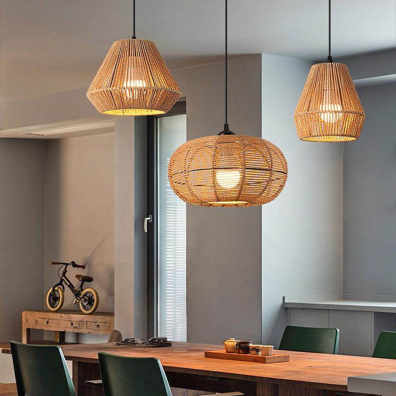 新中式茶室餐厅吊灯客厅中古灯榻榻米书房玄关创意藤编吊灯吧台灯,家装灯饰光源,智能吊灯,淘宝优惠券,粉丝福利购,淘宝优惠卷