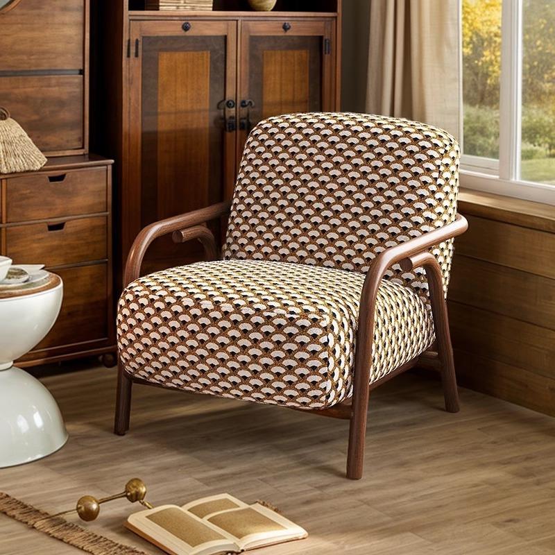 客厅阳台复古沙发椅休闲现代简约轻奢老虎凳设计师中古风懒人躺椅