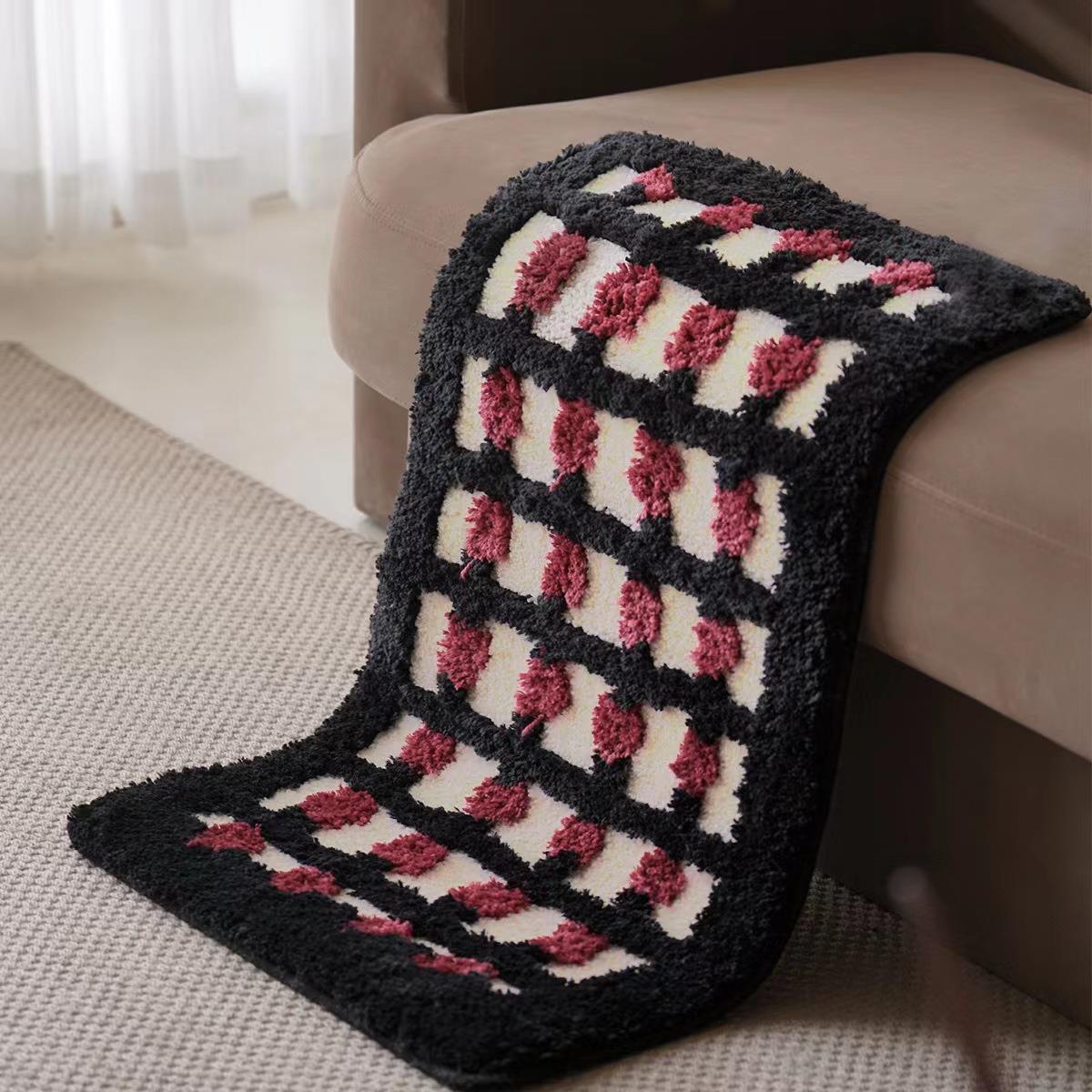 可爱糖豆波点床边地毯客厅沙发卧室地垫浴室门口吸水防滑植绒簇绒