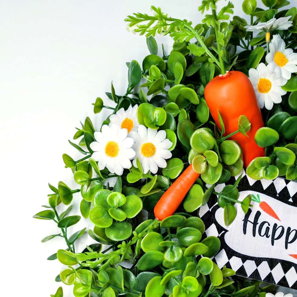 复活节花环小雏菊胡萝卜Happy Easter尤加利叶亚马逊家居新品门挂