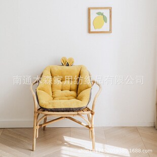 秋冬可爱兔耳朵贝壳n坐垫加厚办公室椅垫学生屁股垫连体坐垫靠背