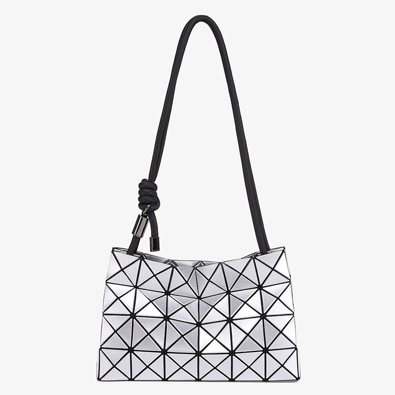 星朵拉日本新款女包几何菱格豆腐包时尚百搭单肩斜挎包抽绳格子包