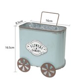 蓝色贴牌花盒车 阳台露台摆件铁艺铁皮花盆 爱上花园 园艺杂货