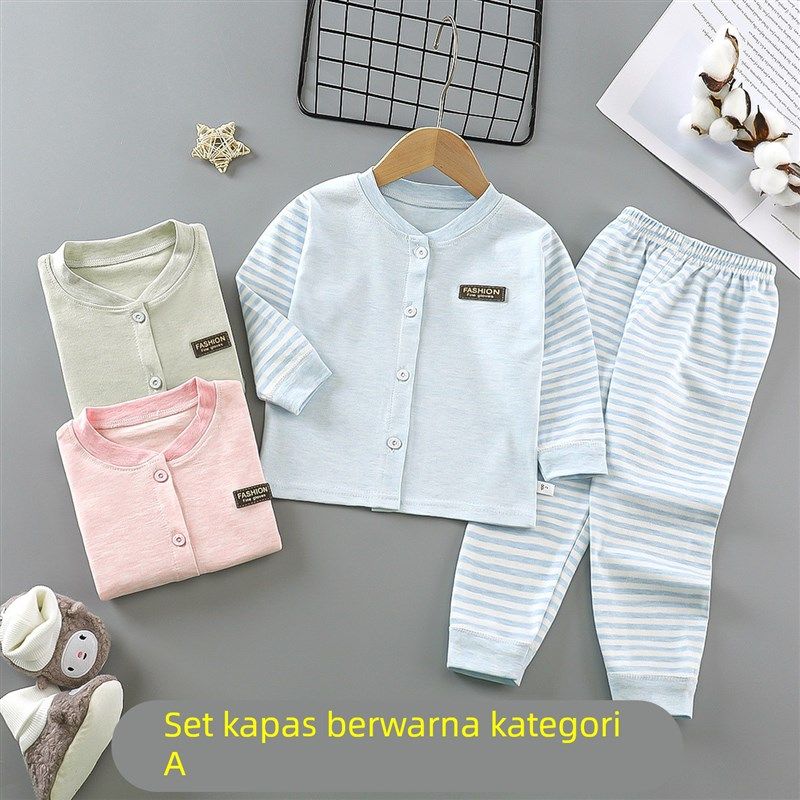 婴儿纯棉a类内衣套装男女宝宝秋衣秋裤对开衫儿童衣服睡衣家居服