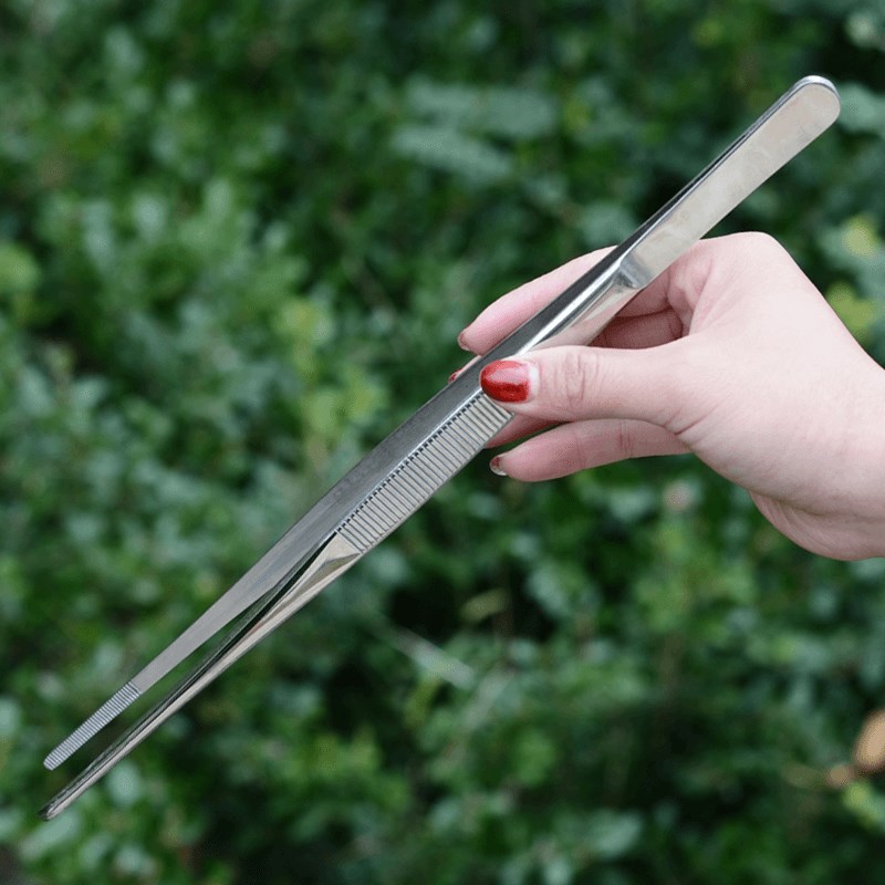 长镊子超长取物加长不锈钢镊子304圆头扁嘴多肉工具专用镊子多肉