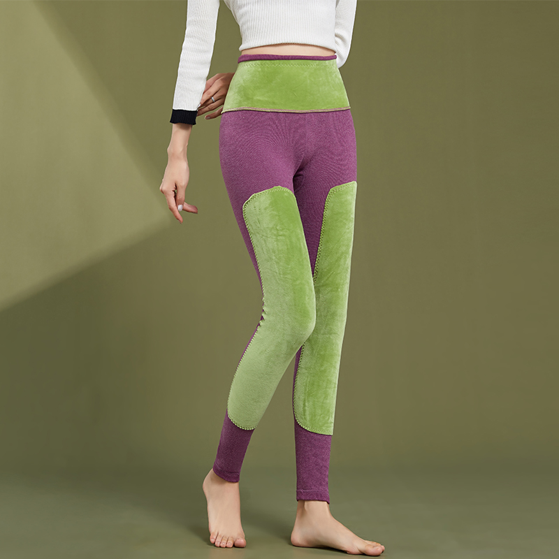 2021秋冬新款保暖裤女内穿加绒加厚高腰打底裤艾草绒护膝紧身秋裤