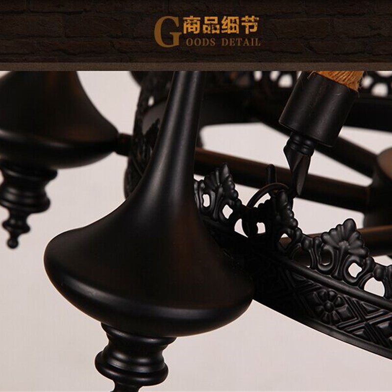 美式乡村复古工业风格西餐厅服装店咖啡馆工程酒店铁艺麻绳吊灯
