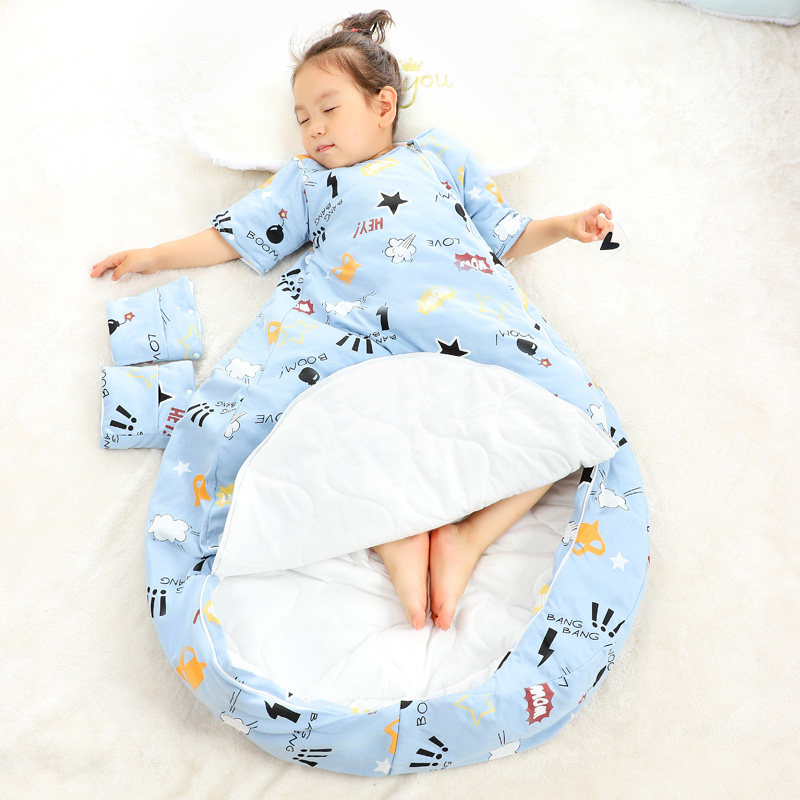 婴儿睡袋春秋纯棉一体式儿童秋冬厚宝宝防踢被四季通用款夏季薄款