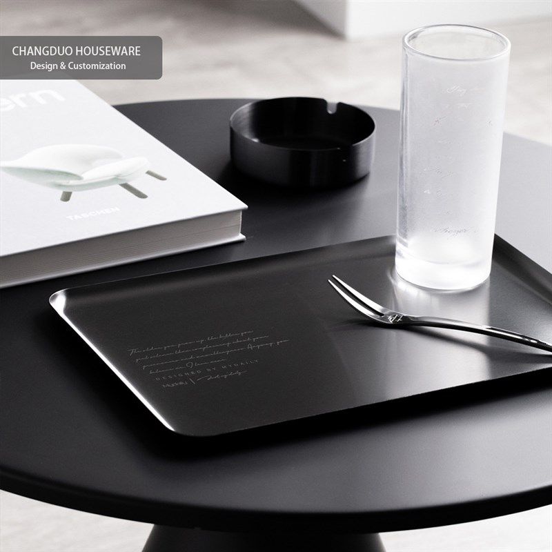 工业风黑色方形不锈钢金属托盘餐盘茶具收纳烤盘餐厅烤箱厨房家用,餐饮具,餐用托盘,淘宝优惠券,粉丝福利购,淘宝优惠卷