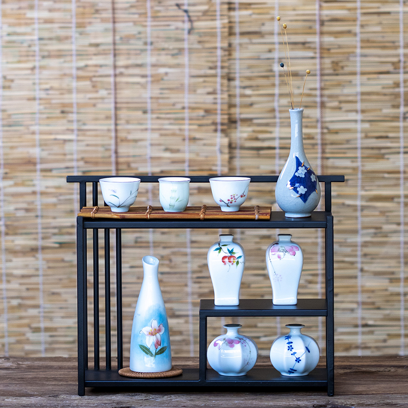 紫砂壶博古架小摆件展示架铁艺桌上客厅茶具置物架多宝阁茶壶架子
