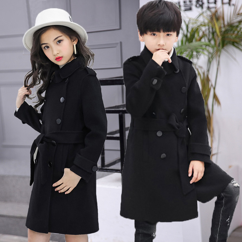 男童毛呢外套2021新款女大童洋气大衣儿童呢子女童妮子男孩中长款