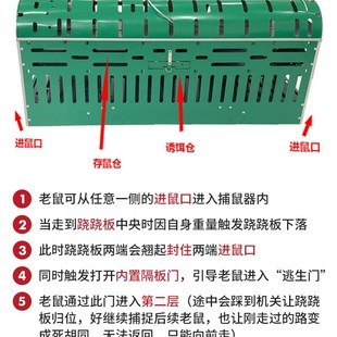 荟萃新型连续双进门捕鼠神器高效全自动抓逮家用驱耗子高效老鼠笼