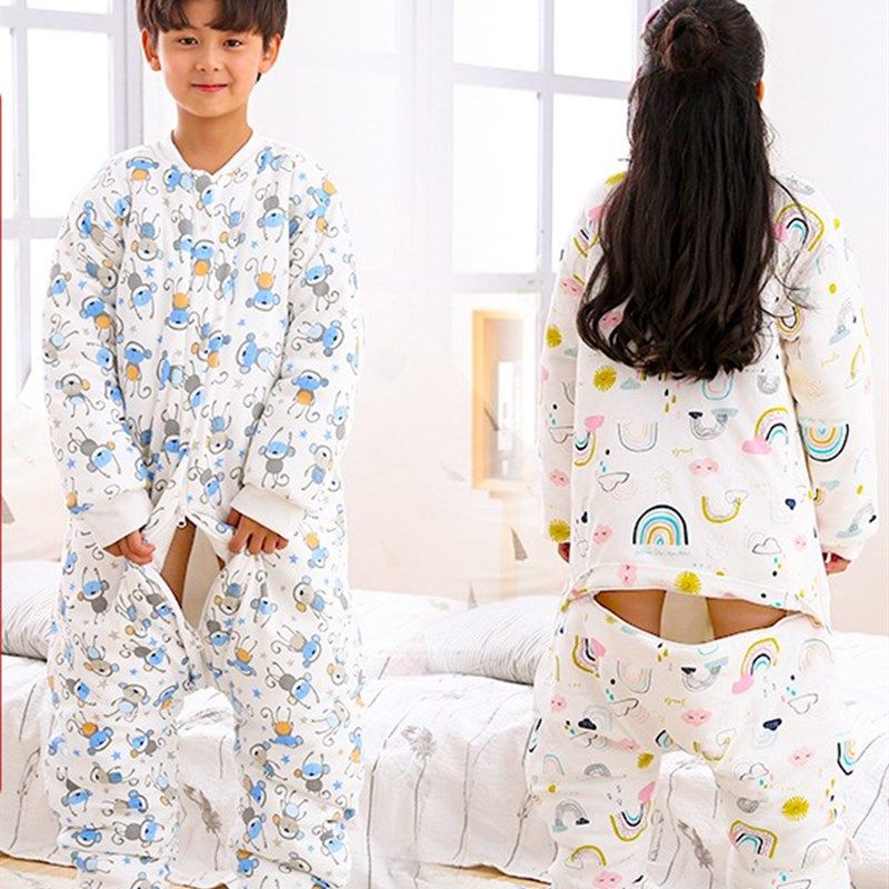 睡袋儿童包脚大宝宝防踢被子5套脚6带脚7大孩子8在大童10岁秋冬款