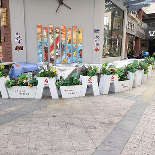 户外铁艺花箱组合烧烤店火锅店落地隔断外摆围栏花槽花盆LOGO定制