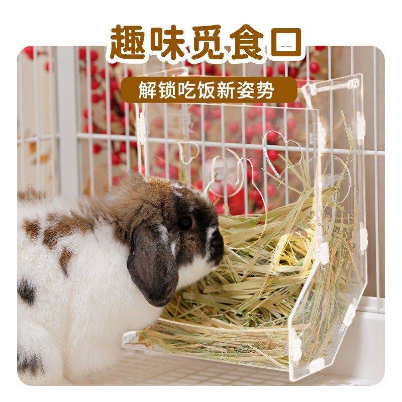 兔子草架亚克力爱心兔草架兔兔草盆食盆加大容量上开盖提摩西草架