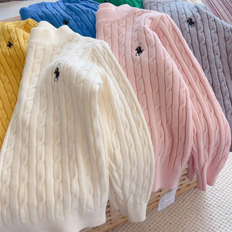 韩国男童女童2023年新款宝宝秋冬圆领套头麻花打底长袖毛衣针织衫