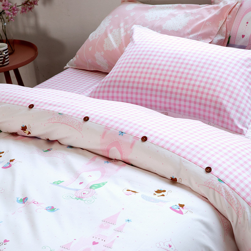 蓝铂梦幻乐园儿童四件套床上全棉纯棉亲肤卡通粉色公主风可爱少女