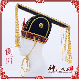 古装秦始皇帝帽子玉皇平顶冠冲天冠寺庙头饰戏曲京剧皇帝帽子