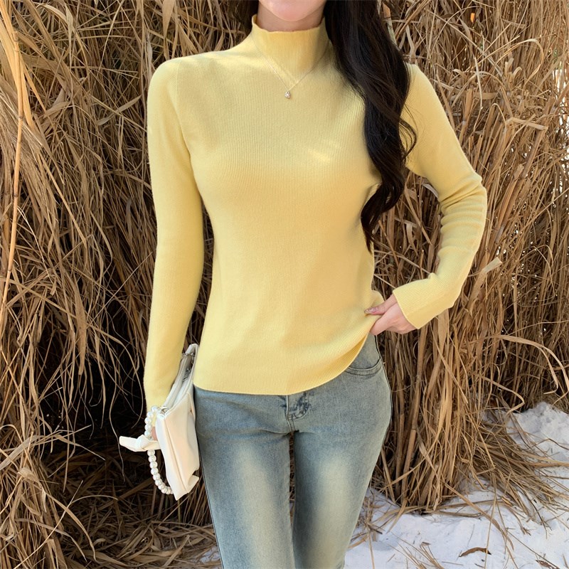 打底衫女半高领黑色内搭高级感秋冬针织毛衣女装2024新款羊毛上衣
