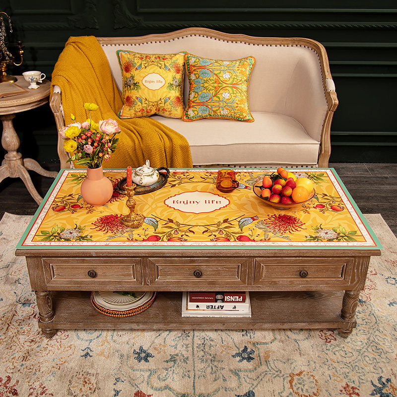 田园美式茶几垫防烫防油免洗桌垫圆桌桌布茶几布防水皮革桌布轻奢,居家布艺,茶几垫,淘宝优惠券,粉丝福利购,淘宝优惠卷