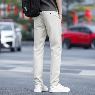 修身 直筒早春裤 薄款 男士 夏季 商务米白色休闲裤 长裤 2024新款 子男式