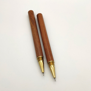 抄经笔金色笔芯描金笔佛像描金铜木笔复古精致原木笔檀香针管细头