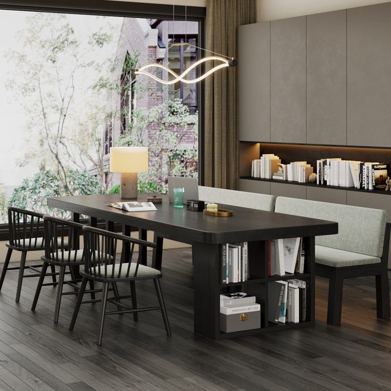 北欧实木大书桌书柜一体双人学习桌家用去客厅化长桌办公桌工作台,住宅家具,书桌,淘宝优惠券,粉丝福利购,淘宝优惠卷