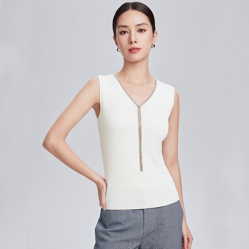 赢智尚吊带背心职场内搭外穿白色针织叠穿小衫女