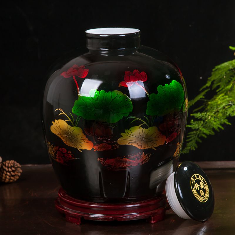 景德镇陶瓷白酒坛子家用泡酒缸10斤20斤30斤50斤装密封酿酒瓶酒壶