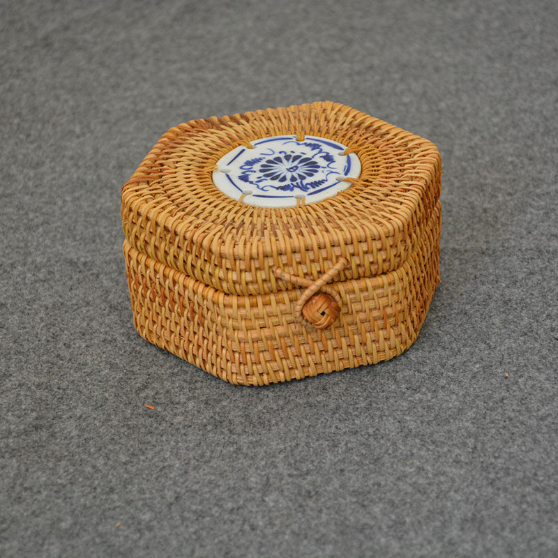 包邮越南秋藤编迷你茶叶罐特产零食首饰包装盒普洱散茶沱茶收纳盒