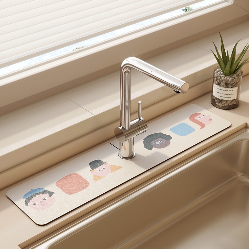 硅藻泥洗手台吸水垫厨房吧台窄边防溅水沥水垫子厕所卫生间台面垫