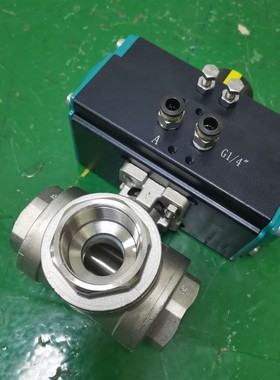 气动三通球阀切换丝扣螺纹dn25不锈钢丝口L型T换向转向阀门Q614F