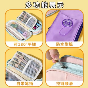 维克多利帆布大容量笔袋女小学生2023年新款文具盒女孩款铅笔盒女