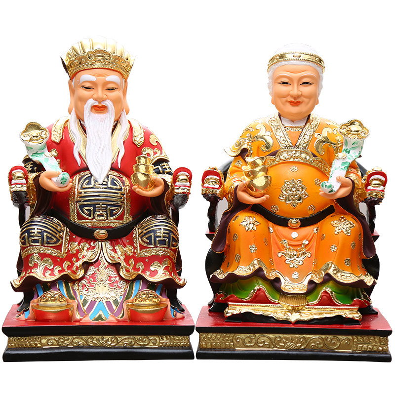 供奉土地公土地婆神像摆件福德正君地主财神土地爷土地奶佛像
