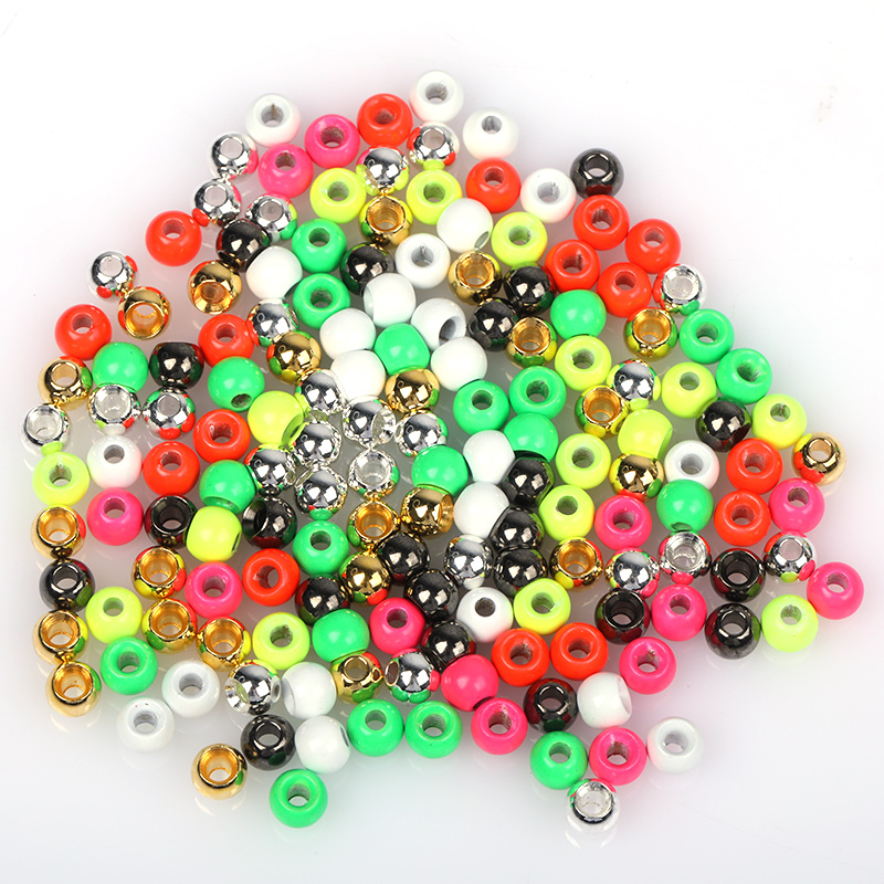 溪感飞蝇绑制彩色铜珠G型若虫头铜头飞钓直孔珠钨头加重快沉