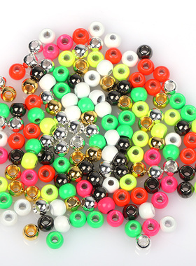 溪感飞蝇绑制彩色铜珠G型若虫头铜头飞钓直孔珠钨头加重快沉