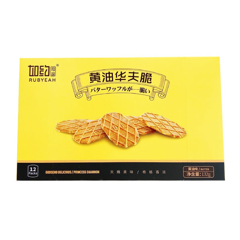 网红零食 如约烘烤类糕点132克*20盒整箱装可可黄油味香脆华夫饼