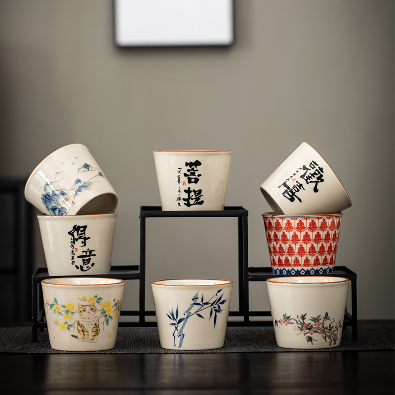 速发草木灰茶杯陶瓷人人杯个主家杯用小可乐杯茶盏喝茶杯子