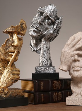 速发艺塑感抽象酒柜摆件办公室沉默是金人高雕术装饰品像端大气工