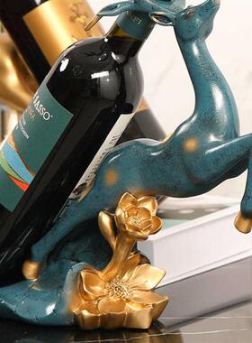 速发创意轻客鹿酒架摆件家居奢厅酒柜餐萄办公室葡桌红酒瓶装饰品