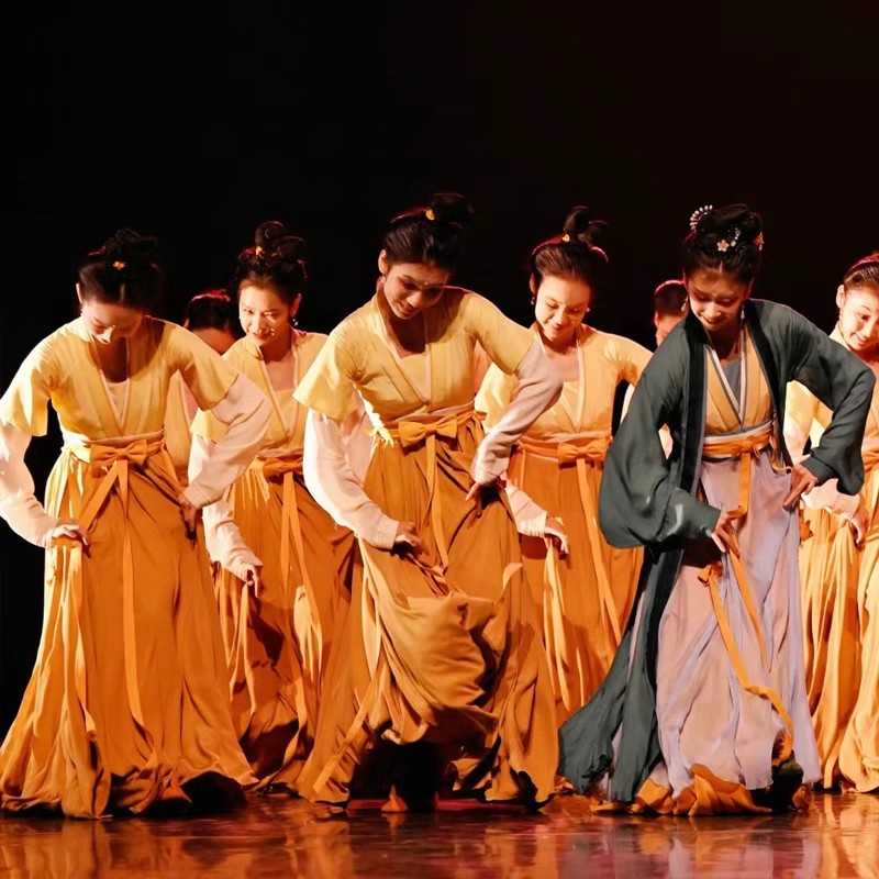 速发今朝花开舞蹈服中国风花供今朝汉唐舞族演服古服舞民表汉典演