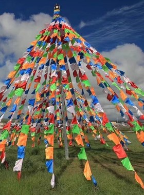 速发旗幡旗批量发藏式五色经幡龙达风马经圣马旗0面内容8.4米1条