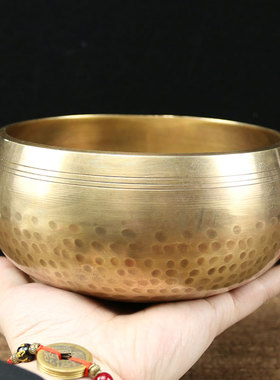 速发尼泊尔随身碗工法铜佛音碗颂钵转经手钵摆件铜罄音疗静心钵黄