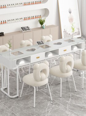 速发日式单双三人美甲台时约美甲桌椅套装简济经尚美甲店桌子