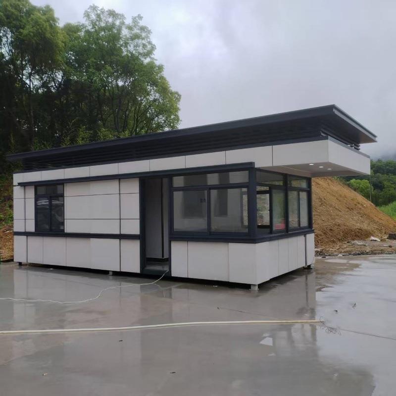 工厂门卫室大型岗亭保安传达室门卫房真石漆岗亭带住人休息室成品